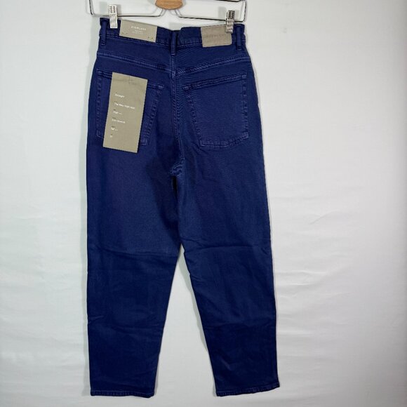 Everlane The Way High Straight Leg Organic Cotton Jean Coal Blue Tall 27T - Picture 2 of 7
